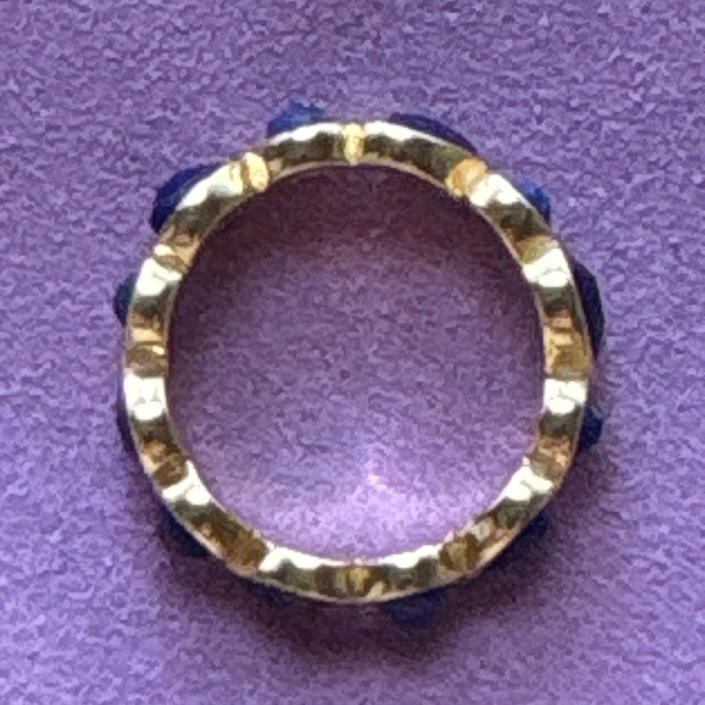 Melinda Maria Gold and Blue Gemstone Ring Size 5 - Picture 3 of 4